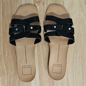 Dolce Vita Black Strappy Slide Sandals with Stud Detail